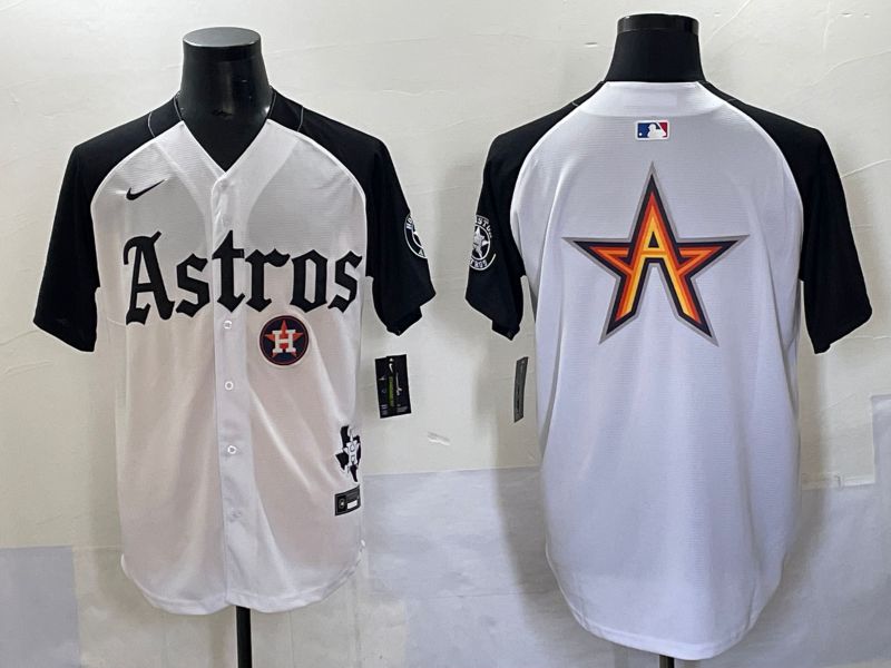 Men 2025 Houston Astros Blank White Black Five generations Joint Name Nike MLB Jersey style 9->houston astros->MLB Jersey